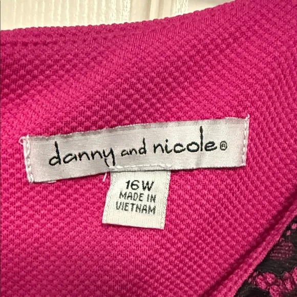 Danny & Nicole Fuchsia and Black Lace Midi Dress - Picture 2 of 3